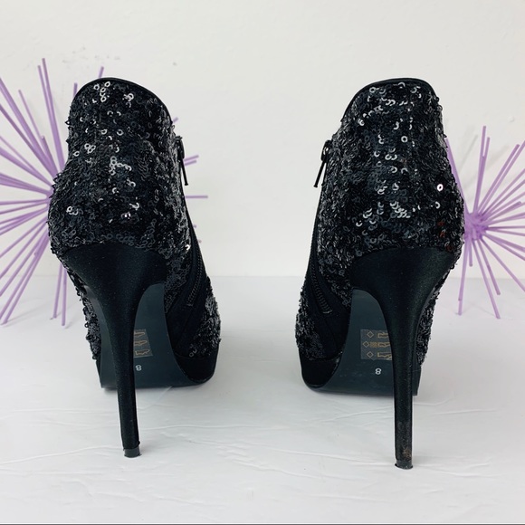 Call it Spring / Black Sequin Heeled Booties - Picture 4 of 8